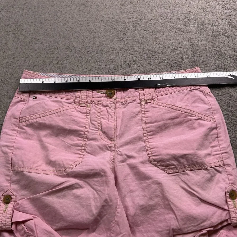 Tommy Hilfiger Utility Cargo Shorts Women's 2 Pink 100% Cotton Y2K Preppy Summer